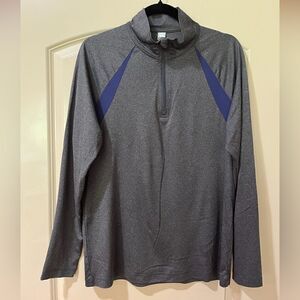 ALO Long Sleeve Quarter-Zip Lightweight Pullover With Insets Gray Blue Men’s Med